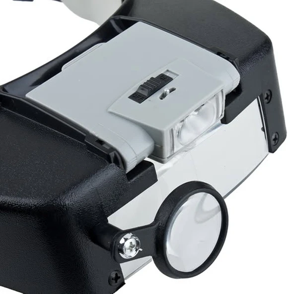 Gri Renkli 1.5X 3X 8.5X 10X Büyüteç Kafa Bandı 2 LED Işıklı - 4