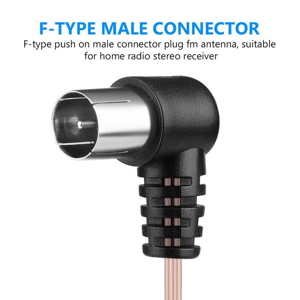 2 Metre FM Dipol Anten Dişi Fişli Stereo Ses Radyo Alıcısı - 5