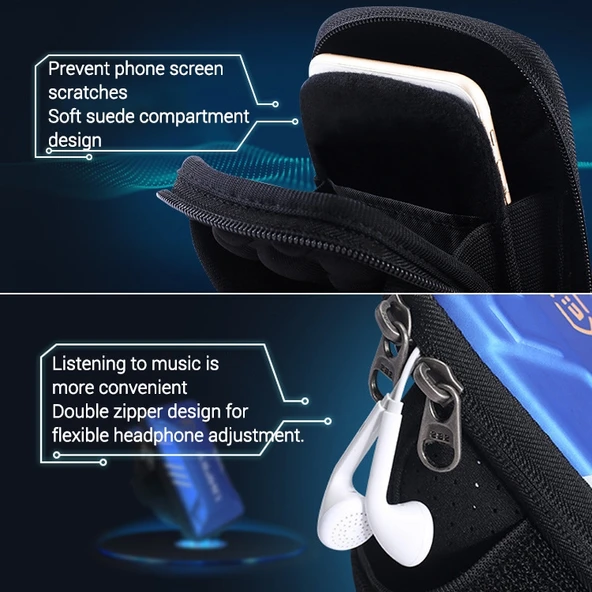 Neopren Spor Kol Bandı Su Geçirmez Telefon Çantası 5-6 İnç - 5