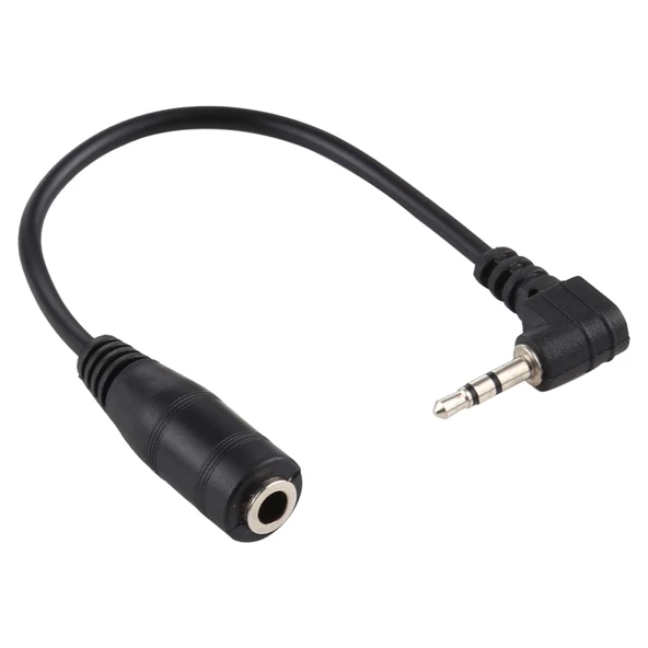 2.5mm Sağ Açılı Erkek Fişten 3.5mm Dişi Jak Stereo AUX Ses Güç Adaptör Kablosu 14cm - 2