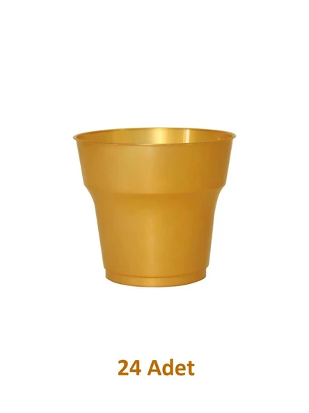 Omeyva Parti Davet Piknik Renkli Mika Plastik Sert Mika Bardak - Altın - 24'lü Paket - Resim 2