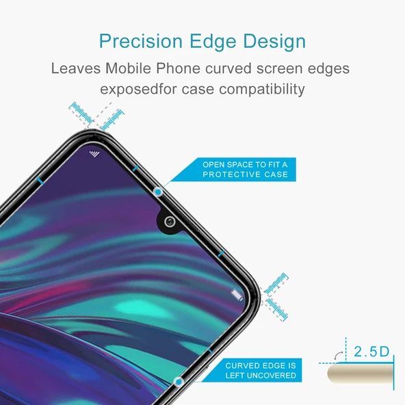 Huawei Y7 2019 Uyumlu 0.26mm 9H 2.5D Temperli Cam Ekran Koruyucu 50 Adet - 3