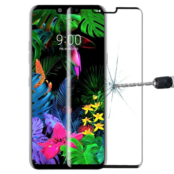 LG G8 ThinQ Uyumlu 9H 3D Tam Ekran Temperli Cam Siyah - 1