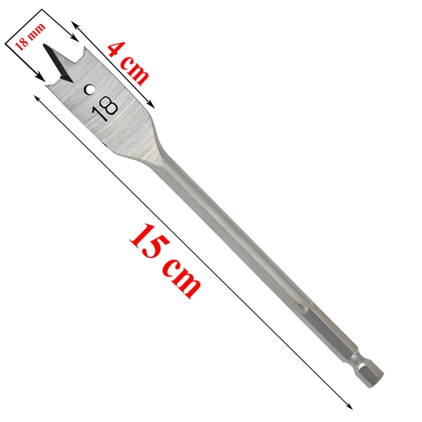 Ahşap Delme Ucu Matkap Ucu Tahta Sunta Plastik Alçıpan Delme Ucu Bits Yaprak Uç 18 mm - 3
