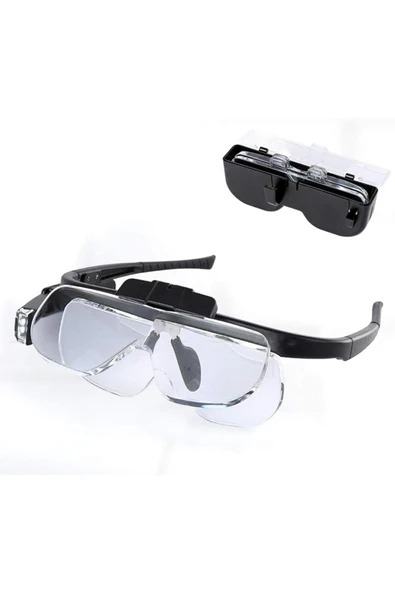 Bosile Şarjlı Gözlük Tip Büyüteç Mercek Lup Lensleriyle Taşıma Çantalı