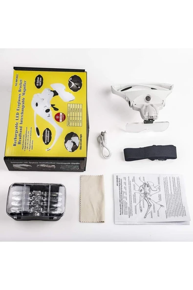 biyeniliklazim Şarjlı gözlük büyüteç 5 lensli makyaj büyüteci oyma nakış büyüteci - Resim 5