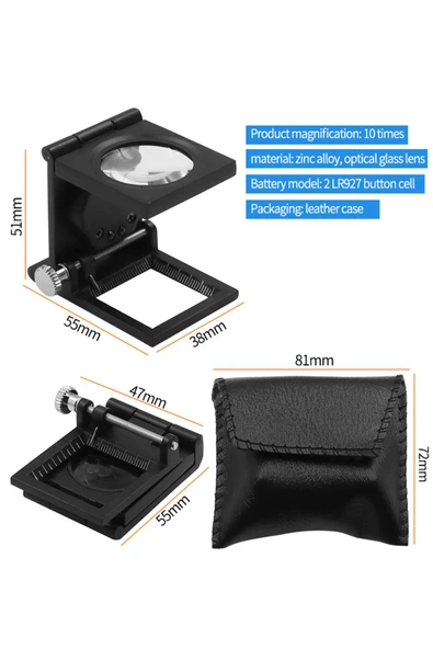 biyeniliklazim Mini lup Mercek Tekstilci Büyüteci Takı Taş Mücevher Büyüteci Işıklı Mercek 10x lup metal - Resim 7