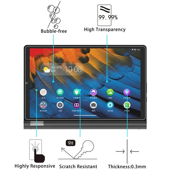 Lenovo Yoga Tab 5 10.1 Inç 9H HD Patlamaya Dayanıklı Temperli Cam Ekran Koruyucu - 3
