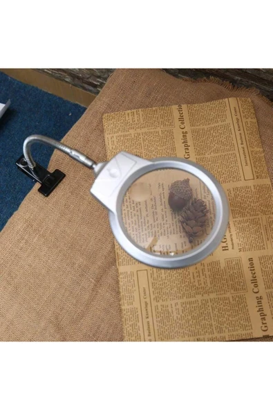 biyeniliklazim Mandallı büyüteç dikiş nakış büyüteci tamirci büyüteci led lambalı mercek 130mm - Resim 3