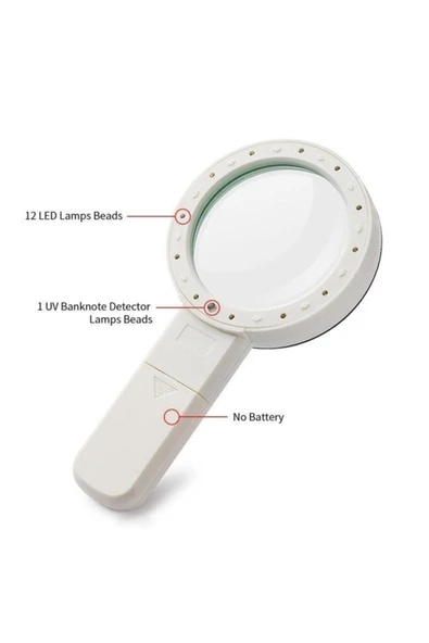 Bosile 30x 95 Mm Çift Hd Optik Cam Lens El Büyüteç 1 Uv 12 Led Işıklı - 6