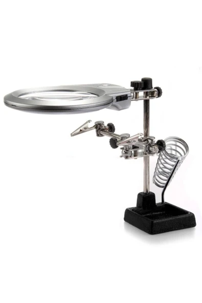 Nikula Mg16129-b 130 Mm. 2.5x, 5x Mercek Masa Üstü Ledli Mini Büyüteç Havya Stand Pcb Tutucu ürün görseli