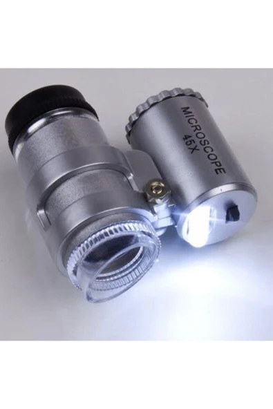 Bosile 45x Mini Mikroskop Büyüteç Çift Beyaz Led Kuyumcu Lüp - 2