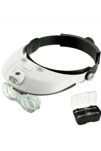 Bosile Kafa Büyüteç Lup Mercek Set Led Işıklı 5 Farklı Ölçüde Lensleriyle Profesyonel Başlık - 6