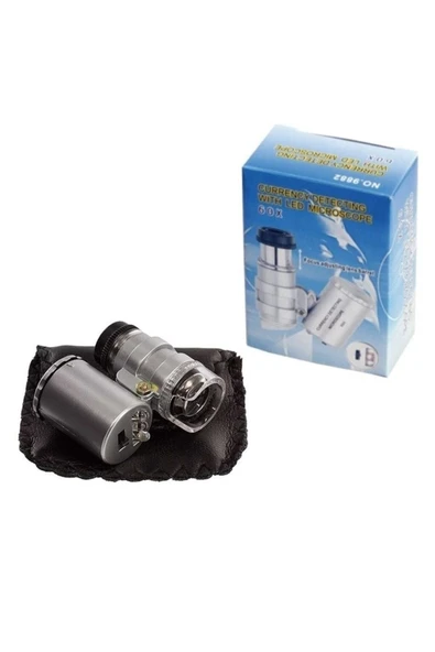 Nikula 60x Mini Cep Mikroskop Led+uv Işık Kuyumcu Antikacı Büyüteç 9882 - 8