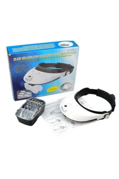 Bosile Kafa Büyüteç Lup Mercek Set Led Işıklı 5 Farklı Ölçüde Lensleriyle Profesyonel Başlık - 2