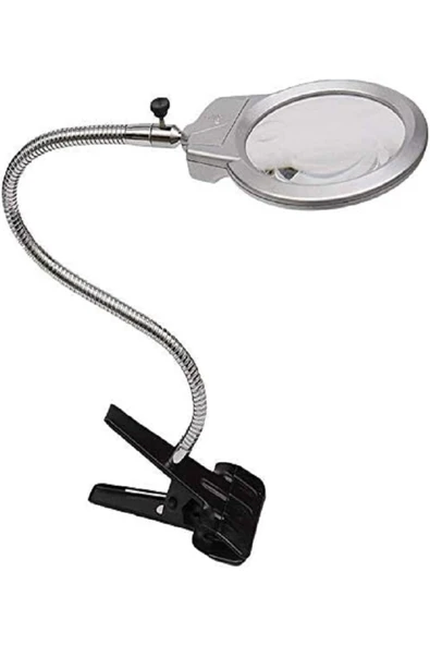 biyeniliklazim Mandallı büyüteç dikiş nakış büyüteci tamirci büyüteci led lambalı mercek 130mm ürün görseli