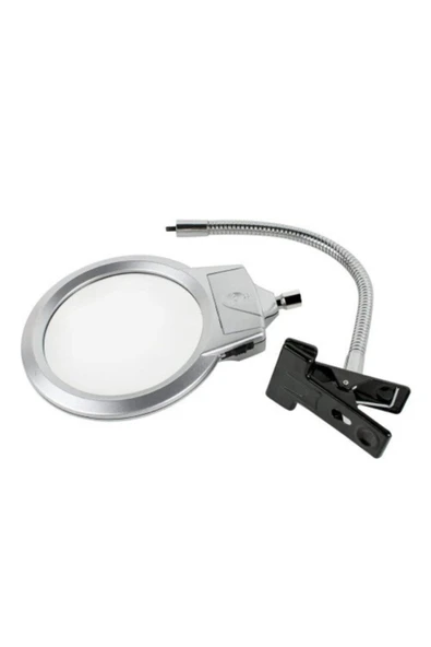 Bosile 2.5x130 Mm 5x24 Mm Led Aydınlatmalı Büyüteç,masa Üstü Metal Hortum Mandallı