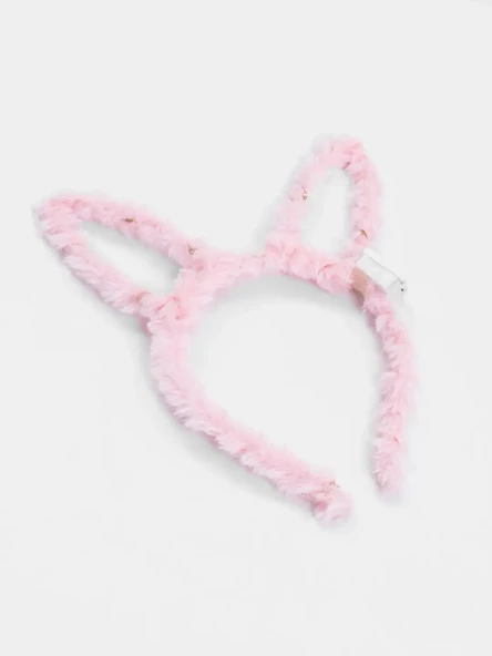 Led Işıklı Peluş Tavşan Kulak Taç Pembe - 5