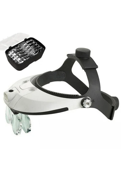 Nikula Şapka Tipi Led Işıklı Büyüteç Gözlük 9x Zoom 5 Lens Kafa Lambası