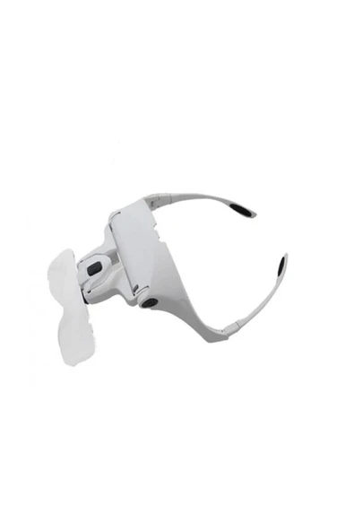 Bosile 5 Lensli 2 Led Işıklı Ayarlanabilir Gözlük Tipi Büyüteç - 1.0x - 3.5x Zoom - Üstün Kalite - 8