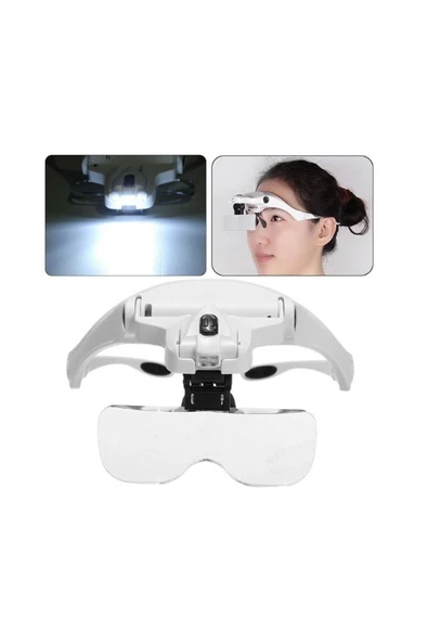 Nikula Işıklı Büyüteçli Gözlük - 5 Farklı Cam Mercek Kafa Büyüteci 92b2 - 3