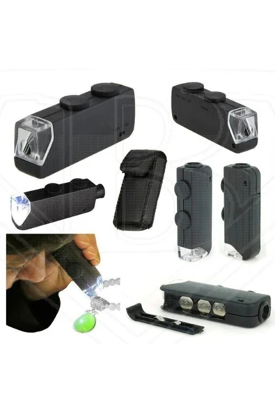 Bosile Mini 60x 100x Zoom Lens Odak Takı Led Cep Mikroskop Büyüteç ürün görseli