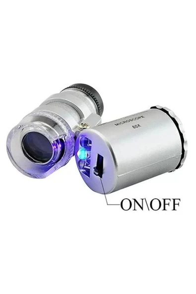 Bosile 60x Mini Cep Mikroskop Led+uv Işık Kuyumcu Antikacı Büyüteç 9882 - 3