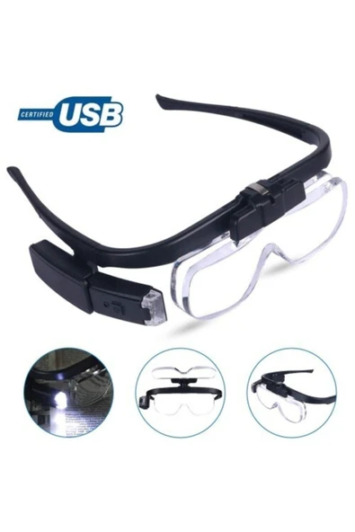 Bosile Şarjlı Işıklı 3 Lensli Gözlük Büyüteç - 2