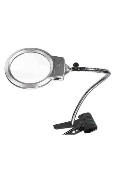 Bosile Mandallı Ayarlanabilir Başlıklı Led Işıklı Büyüteç 130 Mm