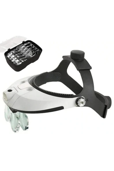 Nikula Şapka Tipi Led Işıklı Büyüteç Gözlük 9x Zoom 5 Lens Kafa Lambası - 2