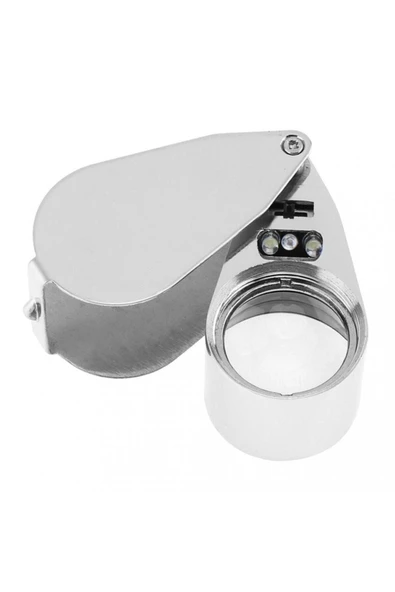 Bosile Mini Led Işıklı Büyüteç Full Çelik Büyüteç Lup Mercek Kuyumcu Büyüteci