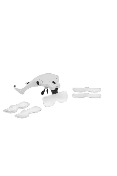 Bosile 5 Lensli 2 Led Işıklı Ayarlanblr Gözlük Tipi Büyüteç-1.0x-3.5x Zoom-microblading Işıklı Loop Gözlük - Resim 4