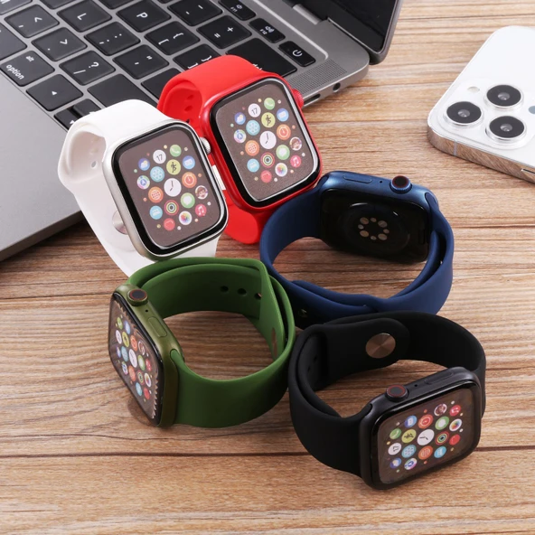 Apple Watch Series 7 41mm Beyaz Renkli Ekran Sahte Gösterim Modeli - 4