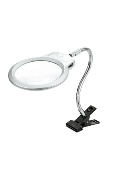 Bosile 2.5x130 Mm 5x24 Mm Led Aydınlatmalı Büyüteç,masa Üstü Metal Hortum Mandallı - 2