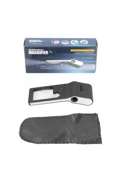 Bosile Çok Fonksiyonlu Led Işıklı 3x 10x Kuyumcu Cep Büyüteç 55x Mikroskop. ürün görseli