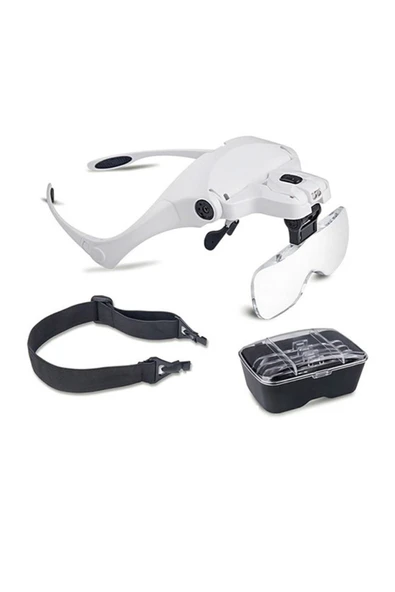 Nikula Işıklı Büyüteçli Gözlük - 5 Farklı Cam Mercek Kafa Büyüteci 92b2 - 2