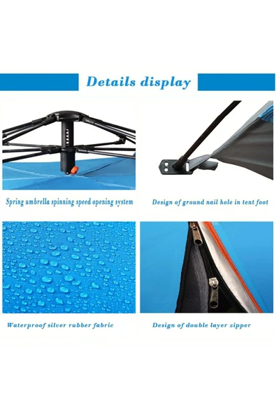 Nurcamp Çift Katmanlı Konfor ve Kolaylık 4 Kişilik Otomatik Çadır Hızlı Kurulum ve Ekstra Koruma! - 4