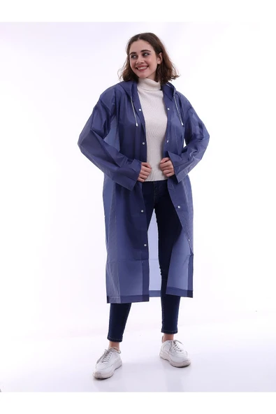 ÖNDER MODA Kadın Erkek Antrasit Kapüşonlu Çıtçıtlı Eva Yağmurluk Rüzgarlık - 2