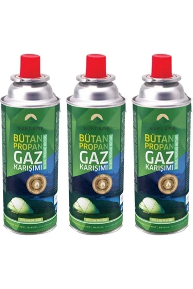 Nurcamp Valfli Gaz Ocak Kartuşu - 3'lü Set 227 gr