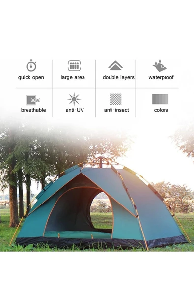 SHUFA 2-4 Kişilik Otomatik Çift Katman Çift Kapılı Kamp Outdoor Plaj Piknik Çadırı 200*150*125CM - Resim 5