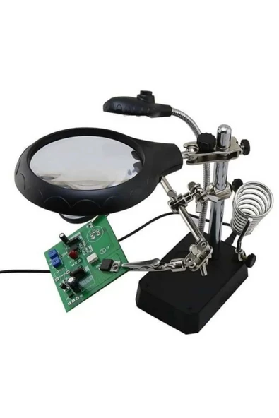 MG Masaüstü Ledli Mini Bord Tutucu Büyüteçli Havya Standı 16129-c - 3