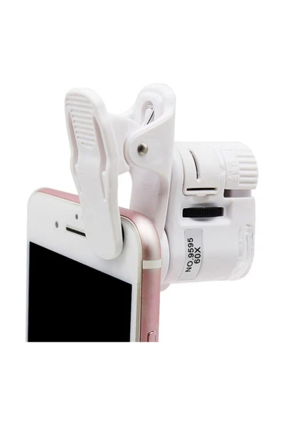 Microcase 60x Mini Cep Telefonu Için Mandallı Mikroskop Uv Ledli Büyüteç - Model : Al2431