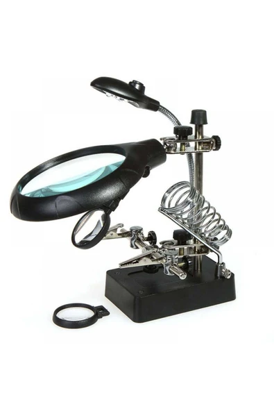 MG Masaüstü Ledli Mini Bord Tutucu Büyüteçli Havya Standı 16129-c - 5