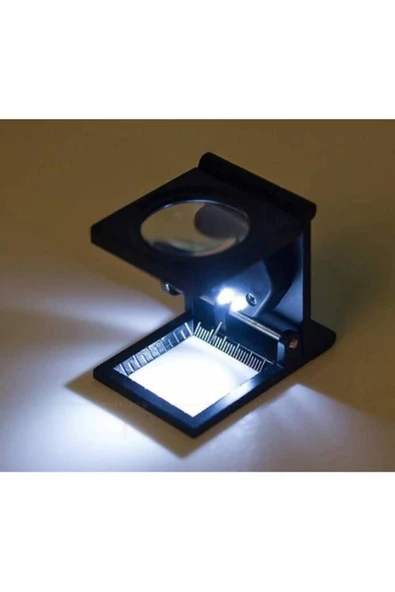 Mimozaavm 10x Katlanır Sayaçlı Metal Lüp 28mm 2 Led Işıklı Büyüteç Tekstil - 4