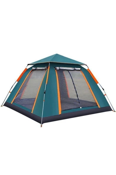 DOĞA KAMP 4 Kişilik Tenteli Otomatik Kamp Çadırı Yeşil 215x215x145 - 2