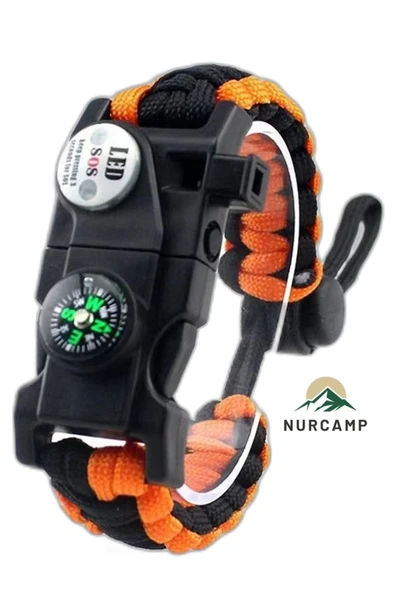Nurcamp Paracord Kamp Bileklik Hayatta Kalma Bilekliği