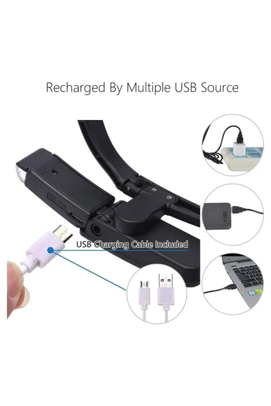 Bosile 3 Lensli Şarjlı Led Işıklı Gözlük Büyüteç - Resim 5