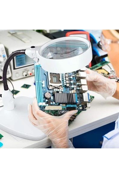 Bosile Masa Üstü 10x Led Işıklı Büyüteç Okuma El Sanatları Onarım Büyüteç ürün görseli