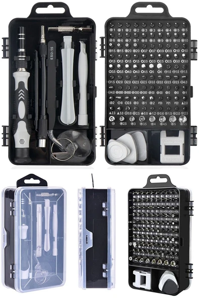 snaiker Ally Mobile Ally 117 Parça Profesyonel Cep Telefonu Tablet Laptop Tamir Seti Tornavida Seti Siyah