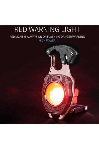 Bosile Ultra Güçlü Led Karabina Combat 12 Mod Anahtarlık Çakmak Düdük Bıçak Type-C Şarj 3 renk Led - 4